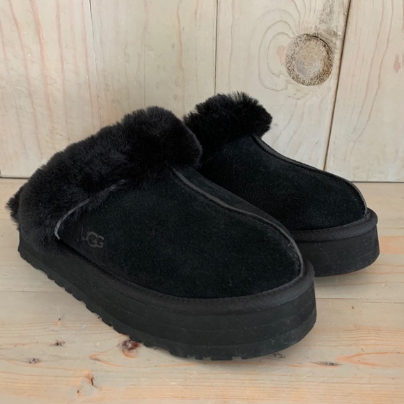 UGG Black Fluffy Slippers - Picture 2 of 12